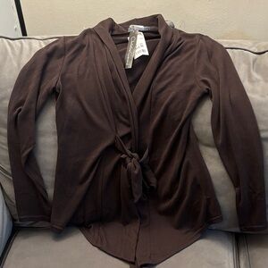 Brown Open Front Cardigan